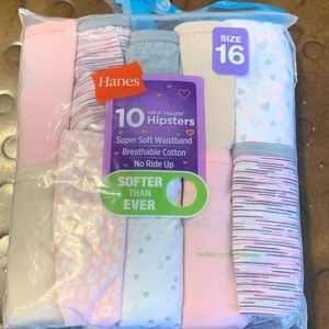 Hanes Girls' Hipsters 10-Pack Neutral Colors Cotton Breathable Tagfree sz 16
